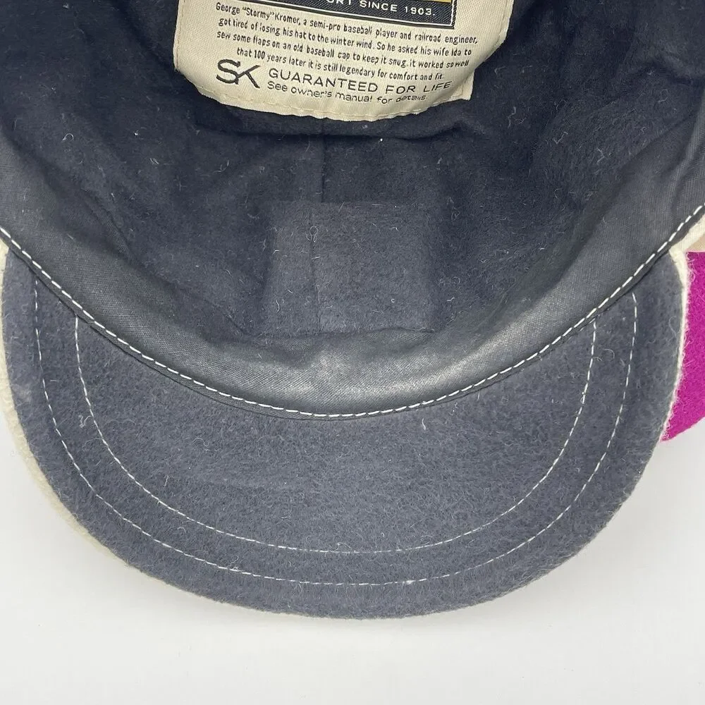 Stormy Kromer Hat Cap Fitted 6 7/8 White Petal Pusher Flower Wool Winter Womens